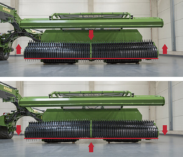 Split pick-up for optimum ground adaptation